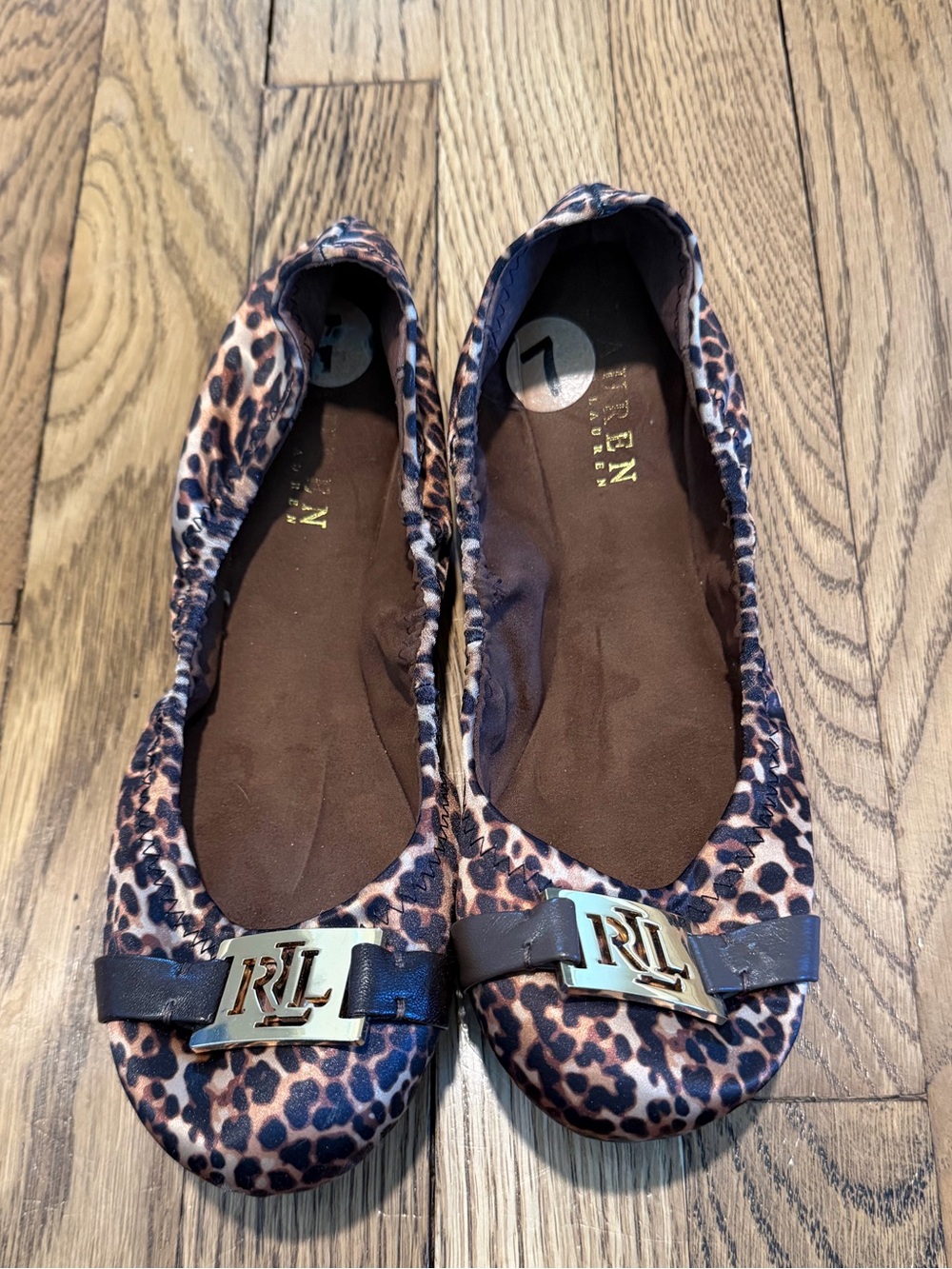 Ralph Lauren Leopard-Print Foldable Ballet Flats in Brown and Black